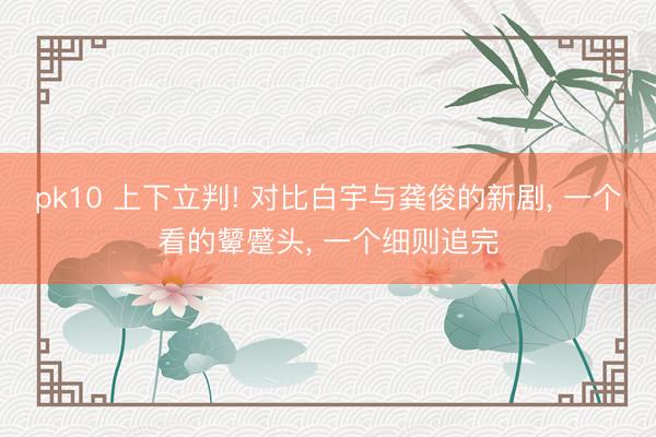 pk10 上下立判! 对比白宇与龚俊的新剧, 一个看的颦蹙头, 一个细则追完