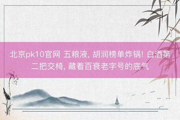 北京pk10官网 五粮液, 胡润榜单炸锅! 白酒第二把交椅, 藏着百衰老字号的底气