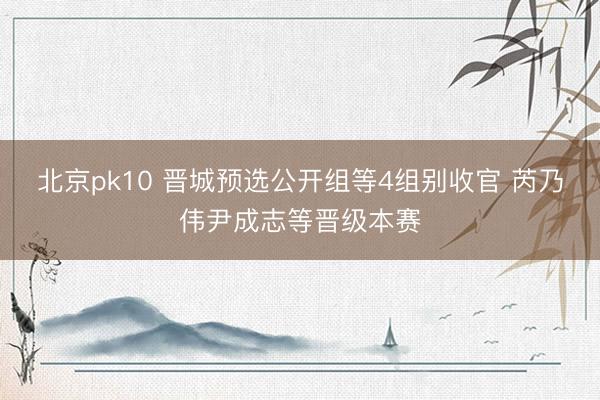 北京pk10 晋城预选公开组等4组别收官 芮乃伟尹成志等晋级本赛